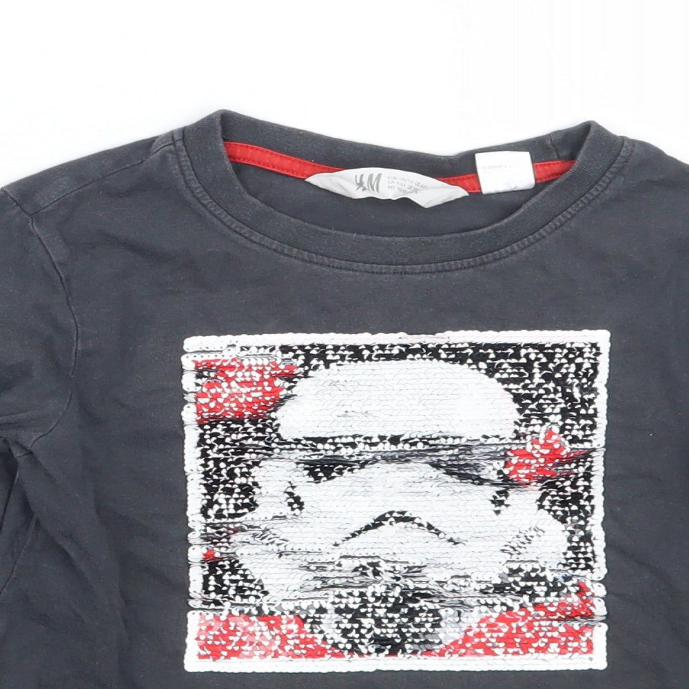 H&M Boys Grey   Basic T-Shirt Size 5 Years  - Starwars