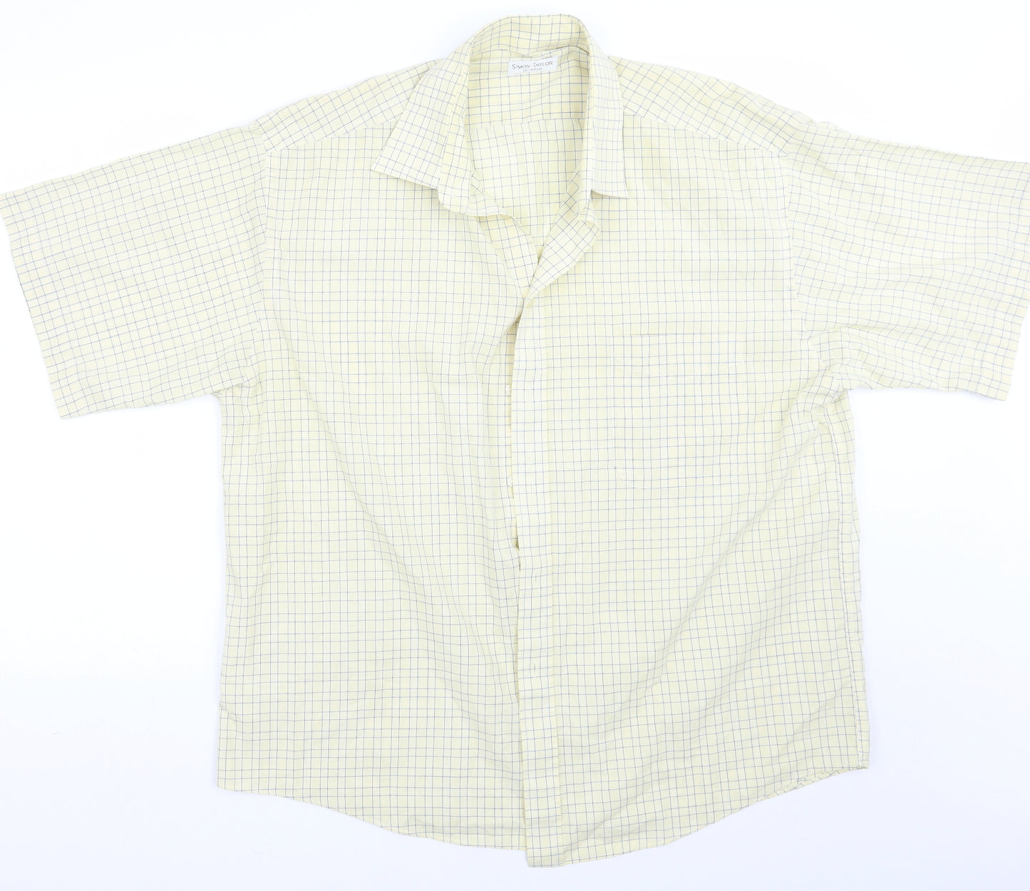 Simon taylor Mens Yellow Check   Button-Up Size 17