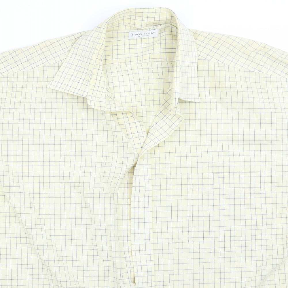 Simon taylor Mens Yellow Check   Button-Up Size 17