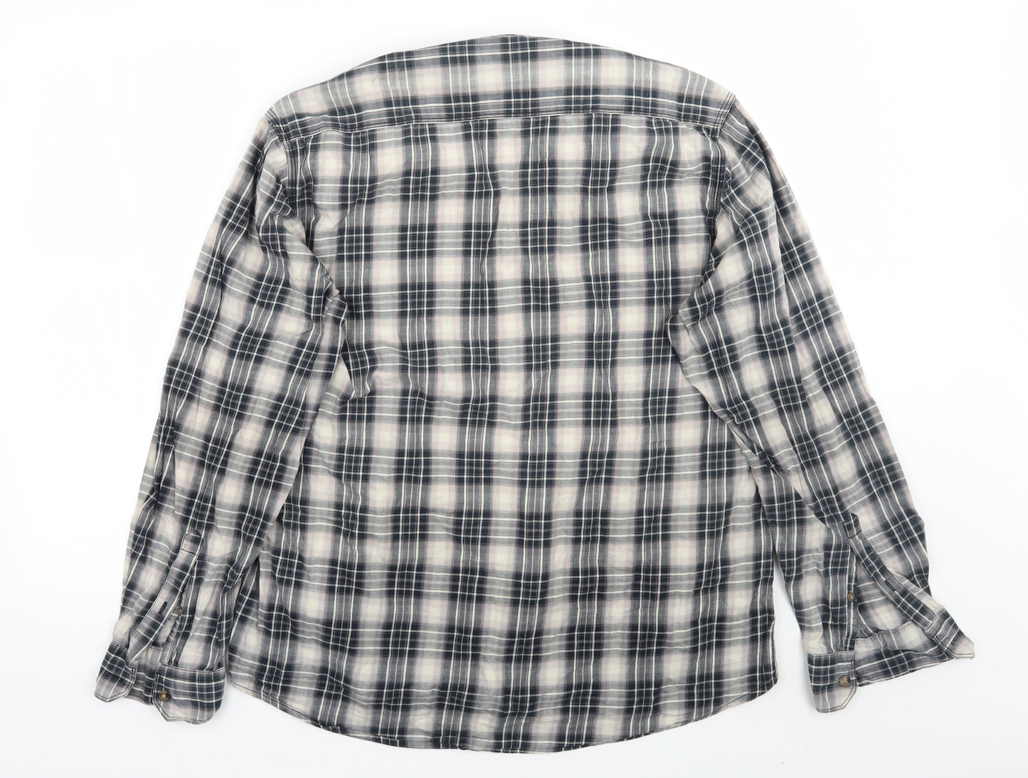 TU Mens Grey Check   Button-Up Size L