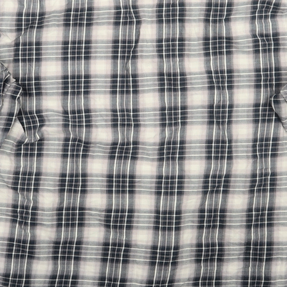 TU Mens Grey Check   Button-Up Size L