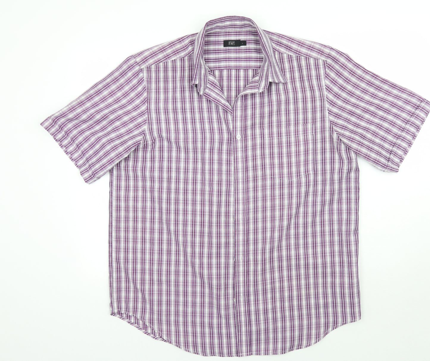 F&F Mens Purple Striped   Button-Up Size L