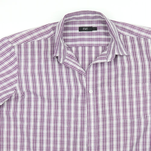 F&F Mens Purple Striped   Button-Up Size L