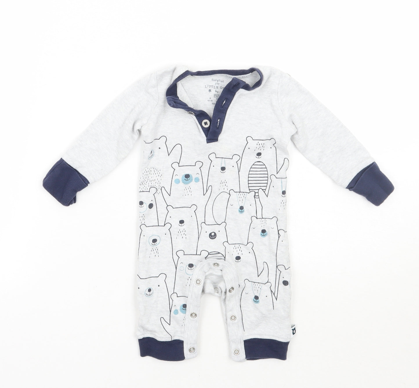 F&F Baby Grey Geometric  Babygrow One-Piece Size 0-3 Months