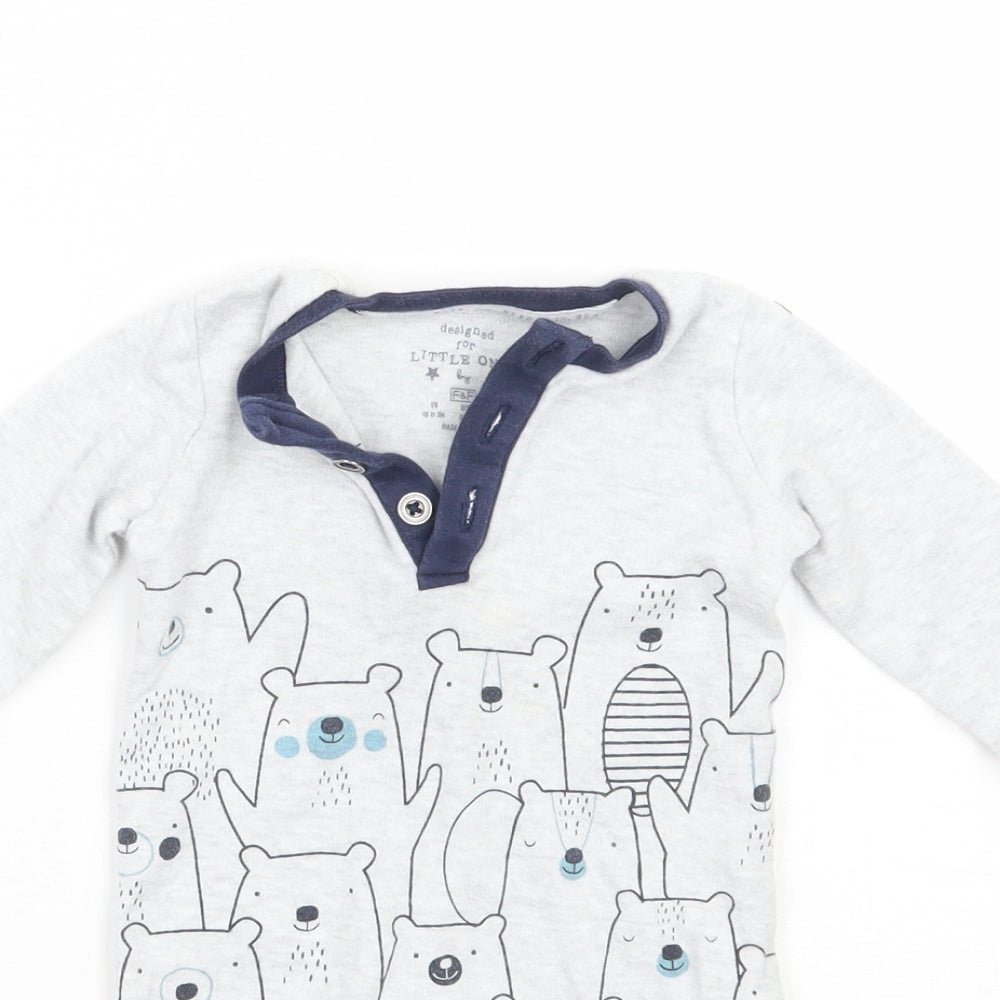 F&F Baby Grey Geometric  Babygrow One-Piece Size 0-3 Months