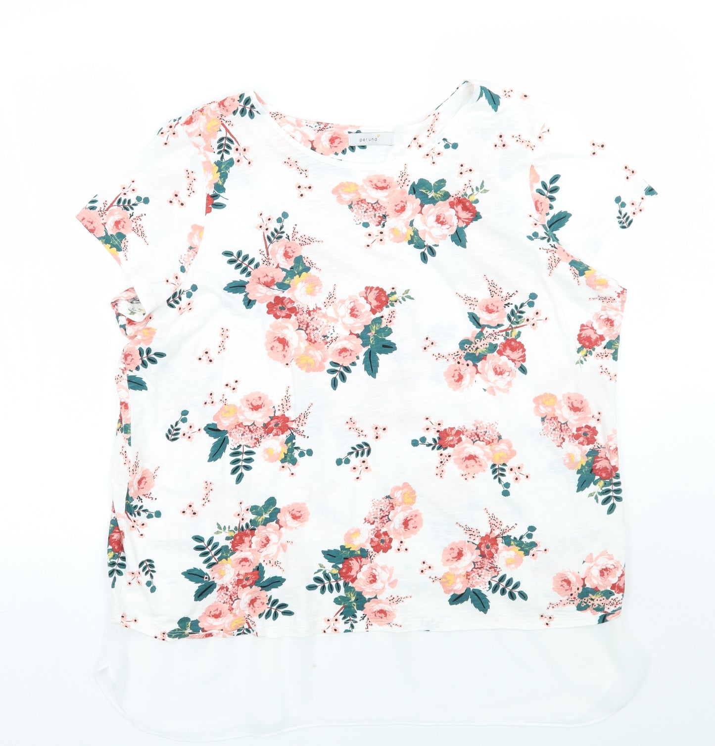 Marks and Spencer Womens White Floral  Basic T-Shirt Size 20