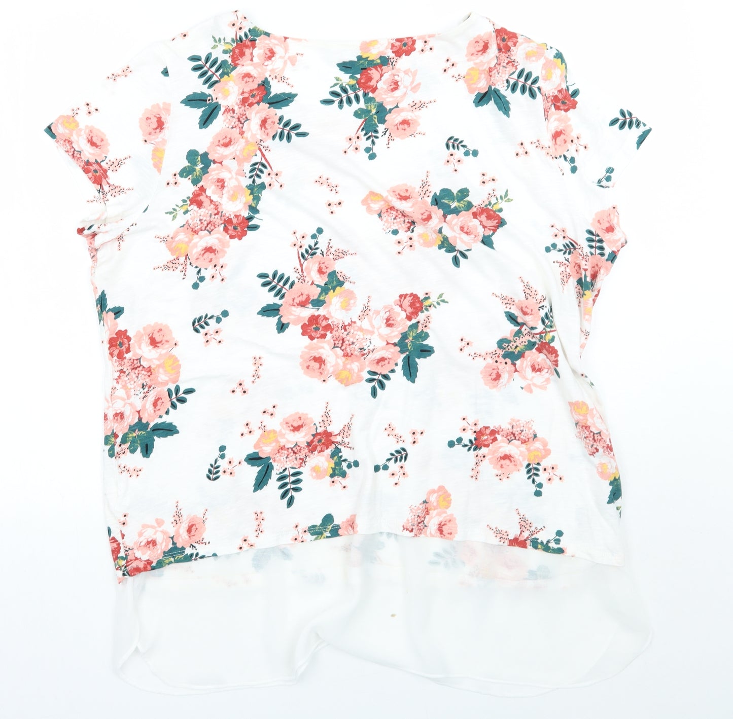 Marks and Spencer Womens White Floral  Basic T-Shirt Size 20