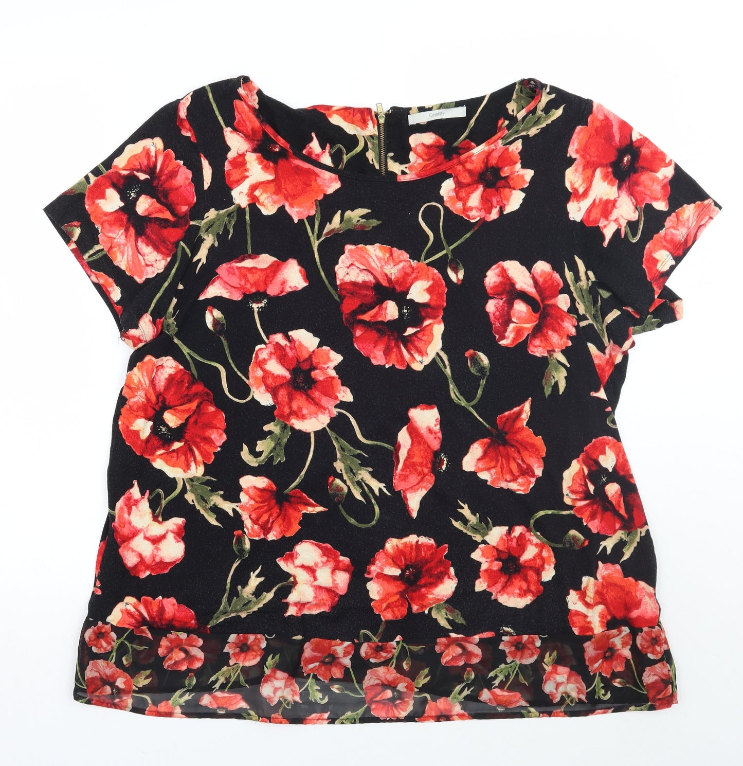 George Womens Black Floral  Basic Blouse Size 20