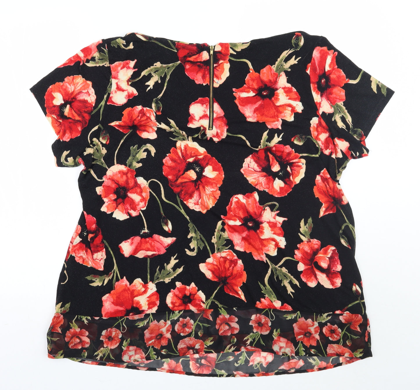 George Womens Black Floral  Basic Blouse Size 20