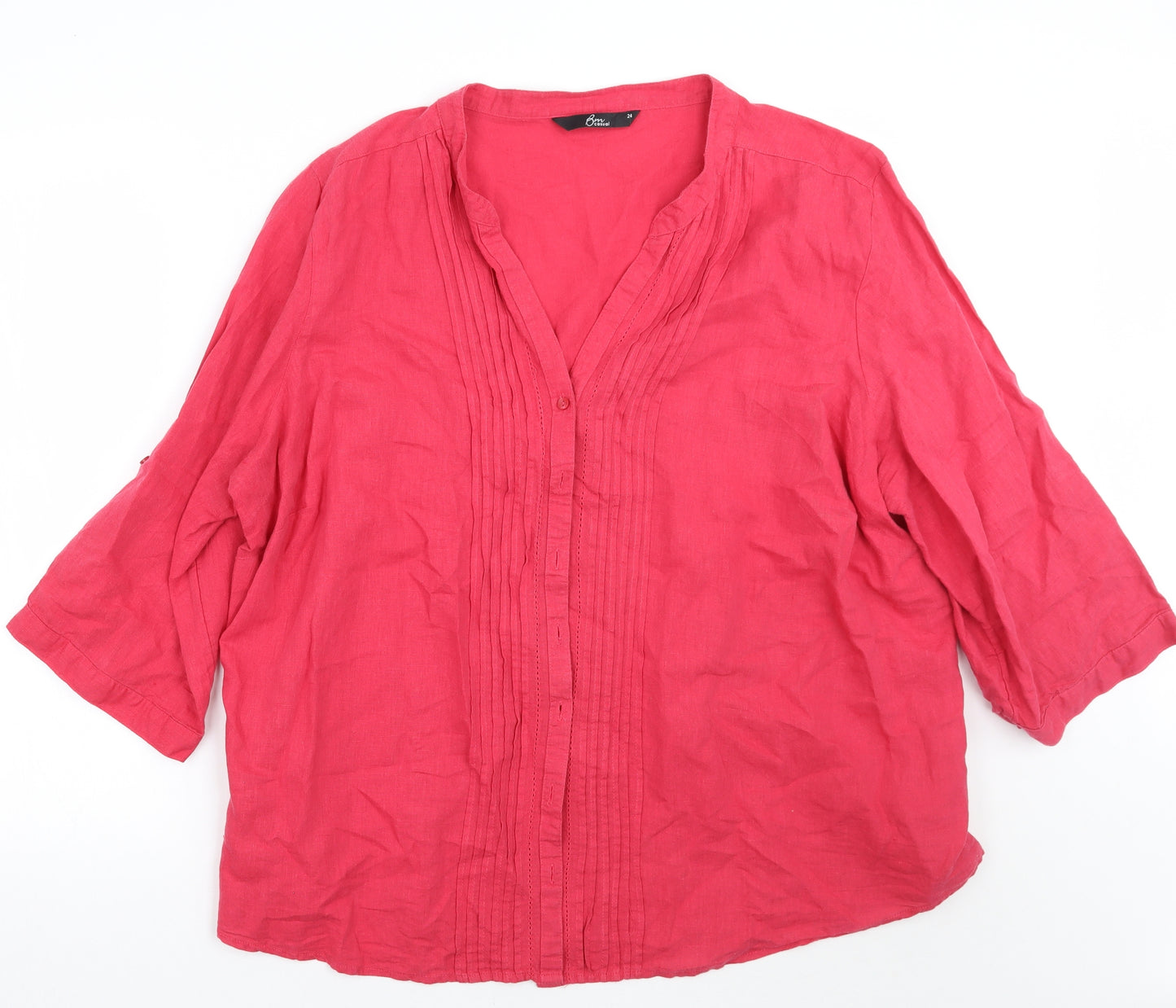 BM Womens Pink   Basic Button-Up Size 24