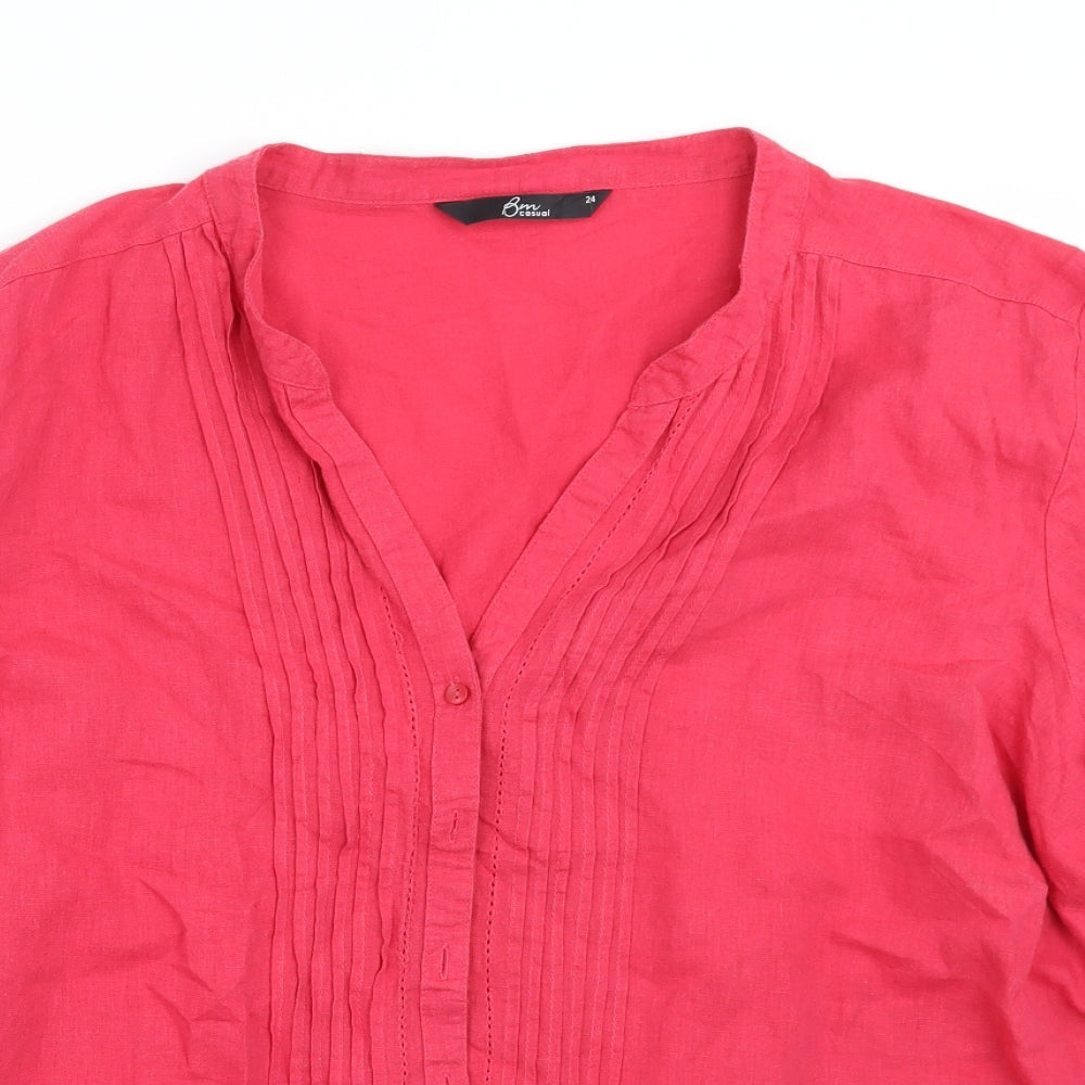 BM Womens Pink   Basic Button-Up Size 24