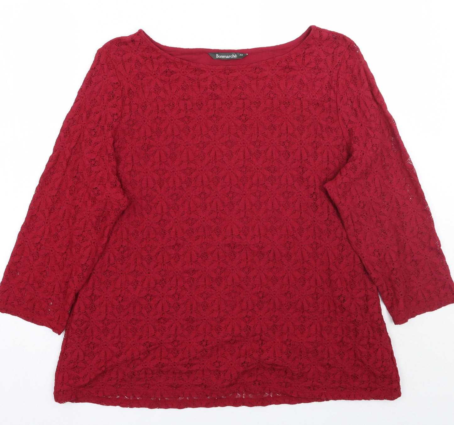 Bonmarché Womens Red Floral  Basic Blouse Size 22