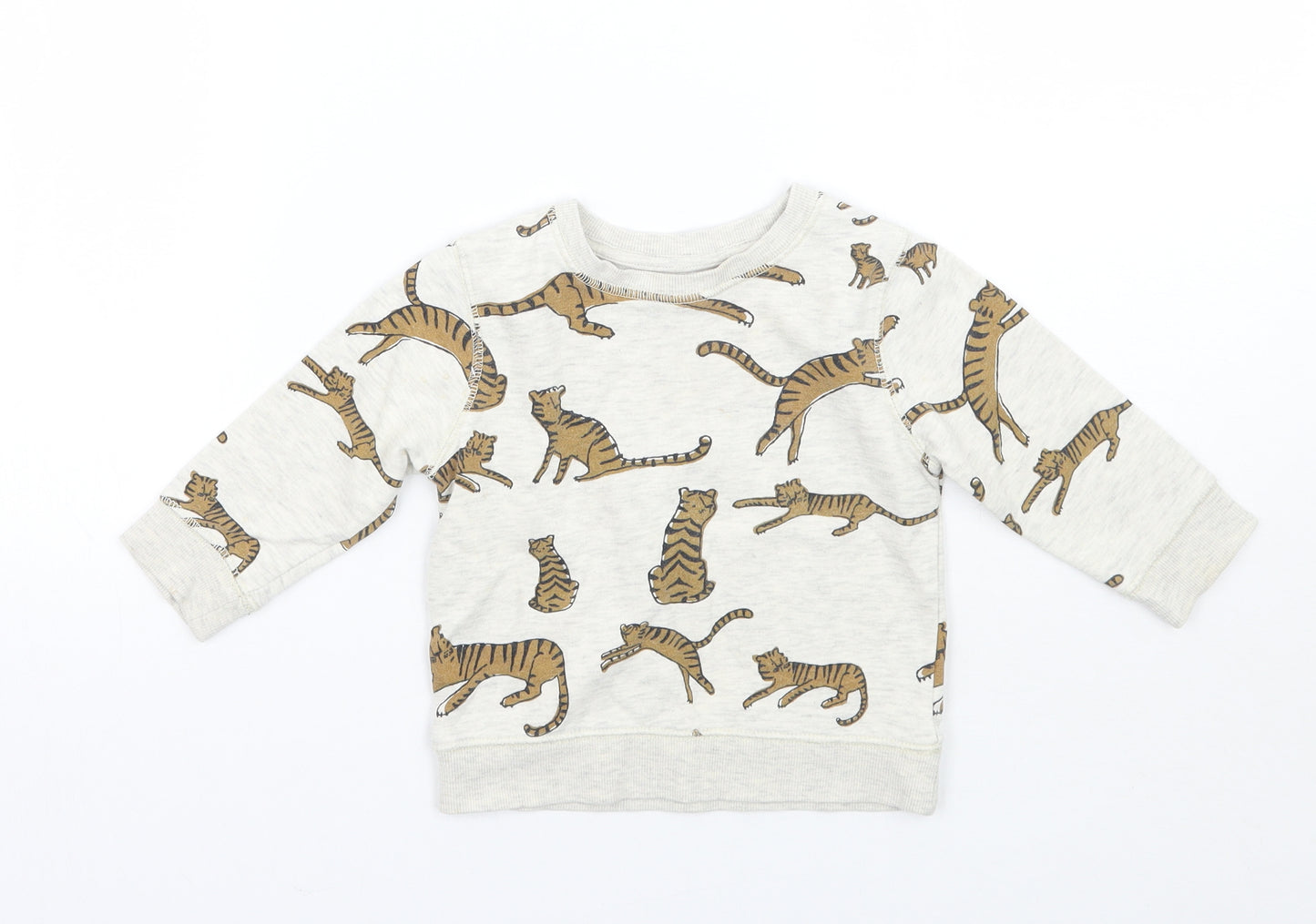 NEXT Boys Beige Animal Print  Pullover Jumper Size 6-9 Months