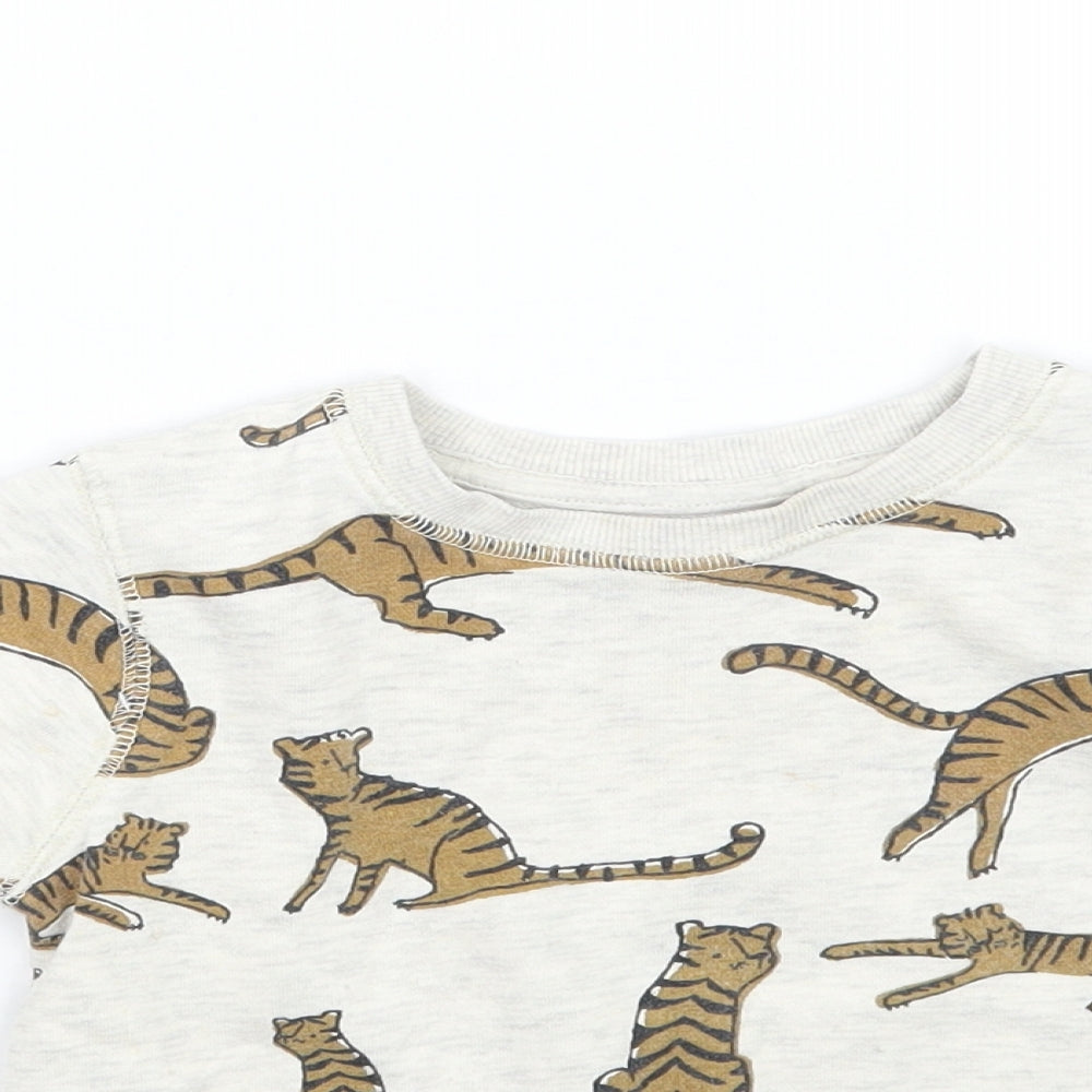 NEXT Boys Beige Animal Print  Pullover Jumper Size 6-9 Months