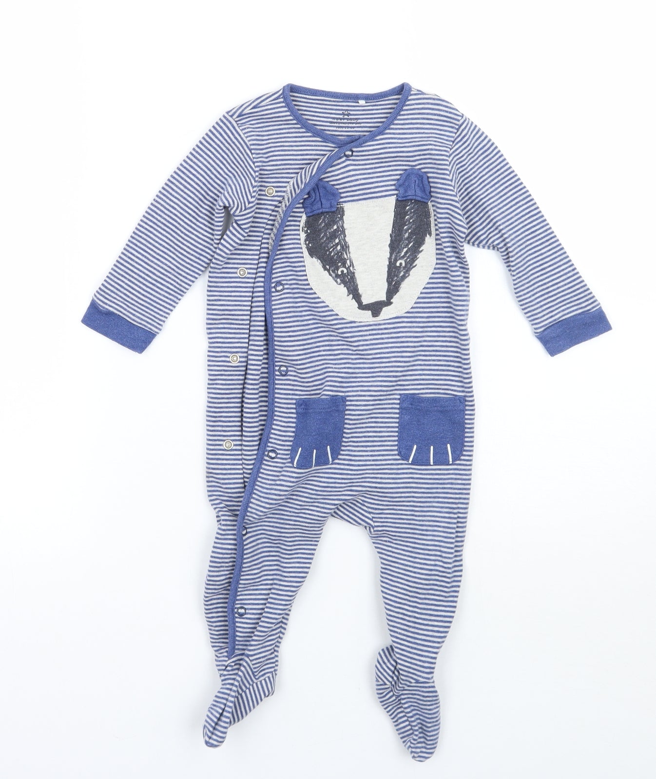 NEXT Baby Blue Striped  Babygrow One-Piece Size 6-9 Months