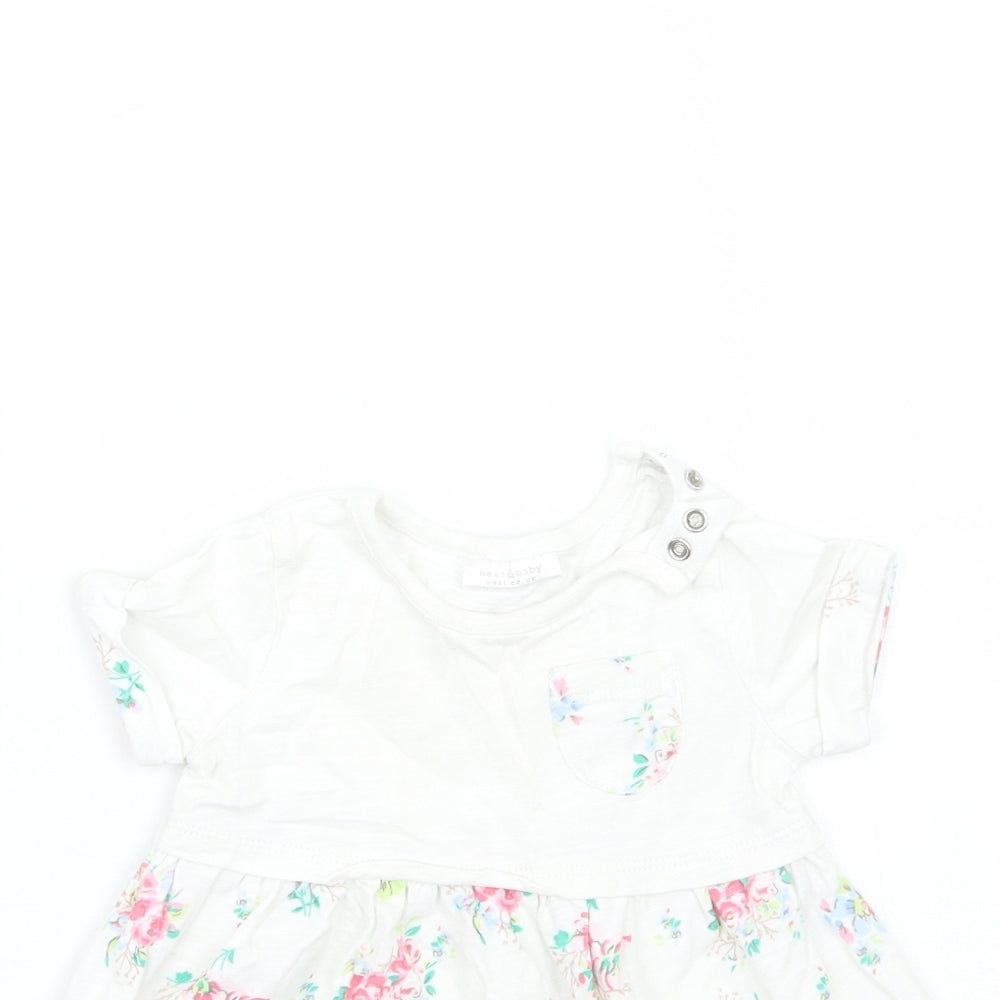 NEXT Girls White Floral  Basic T-Shirt Size 3-6 Months