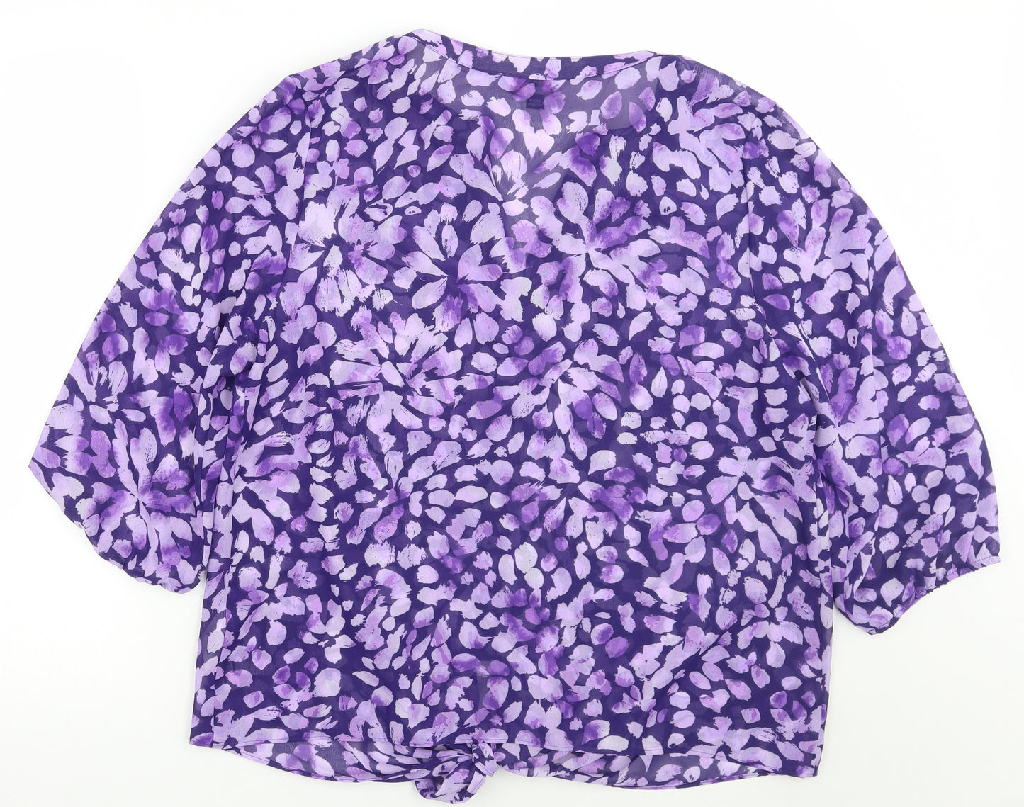 Julipa Womens Purple Floral  Basic Button-Up Size 16