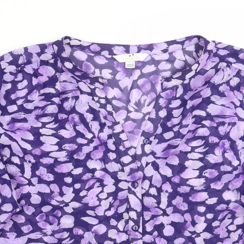Julipa Womens Purple Floral  Basic Button-Up Size 16