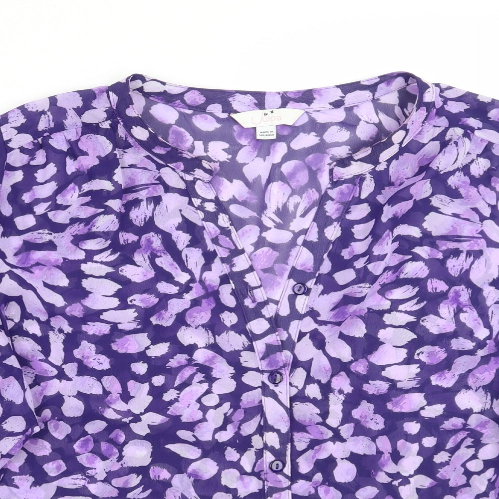 Julipa Womens Purple Floral  Basic Button-Up Size 16