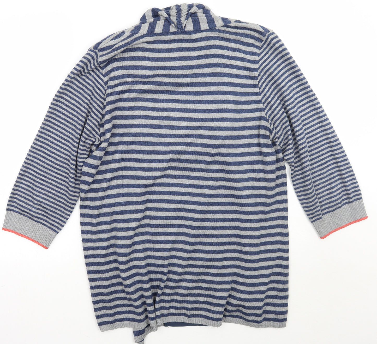 Per Una Womens Grey Striped  Cardigan Jumper Size 18