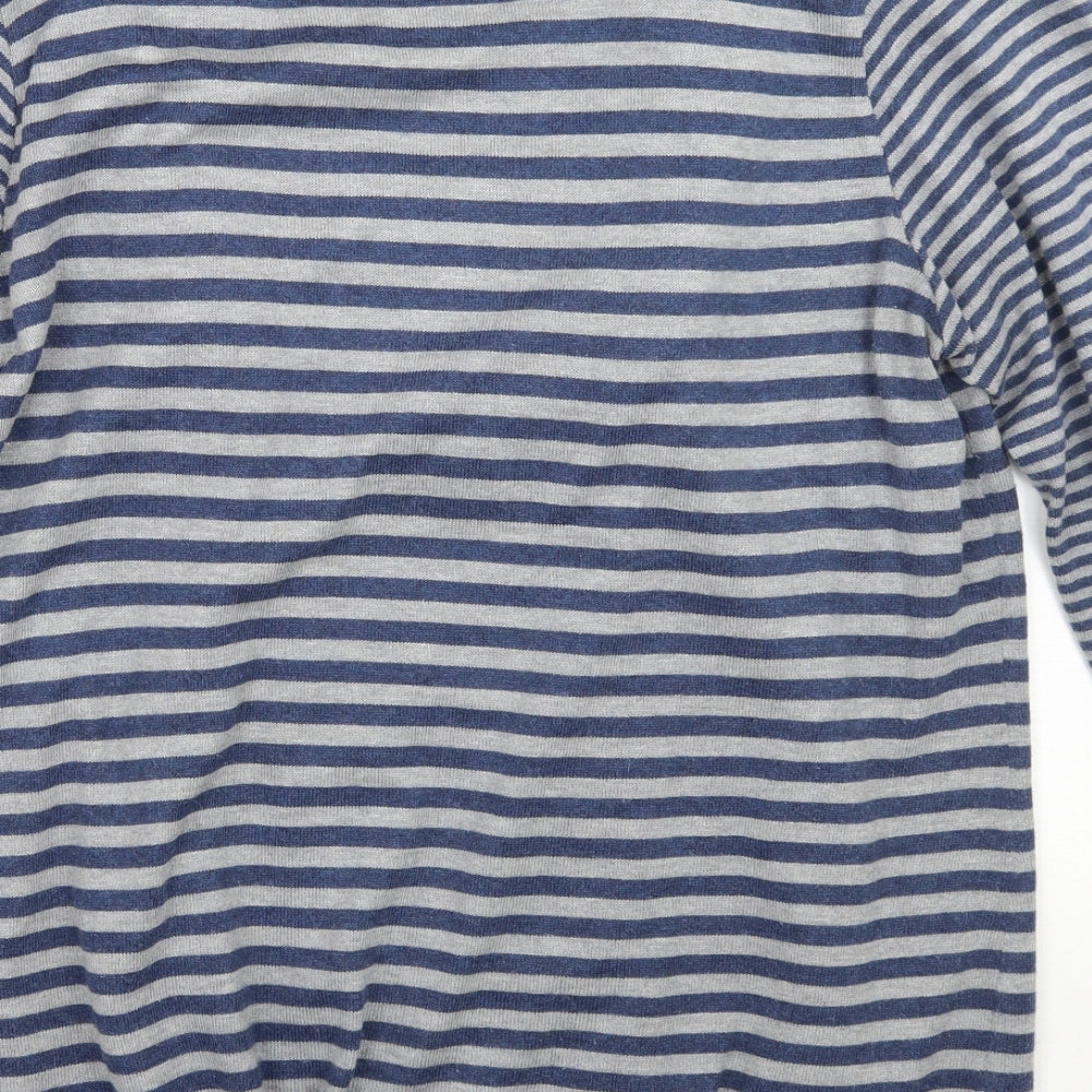 Per Una Womens Grey Striped  Cardigan Jumper Size 18