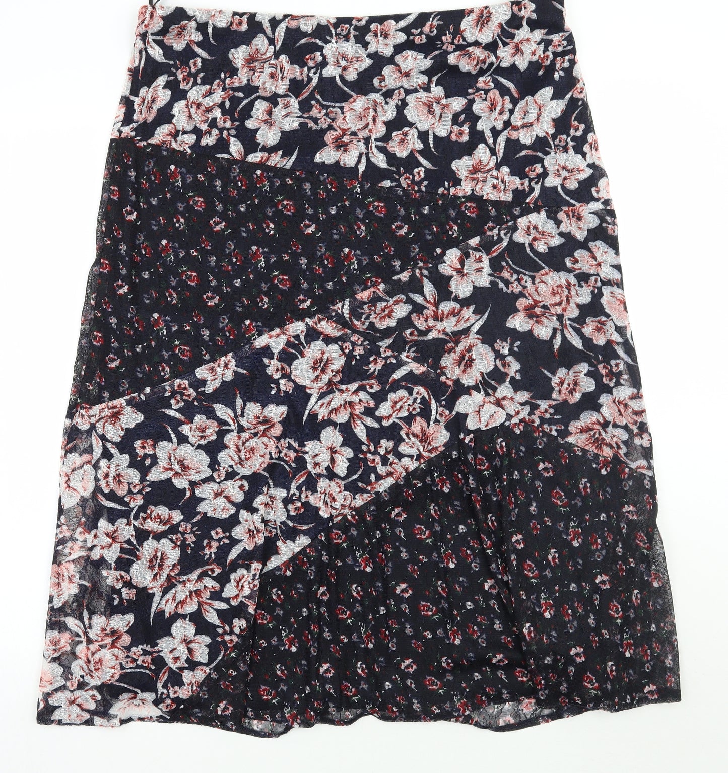Bonmarché Womens Black Floral  A-Line Skirt Size 18