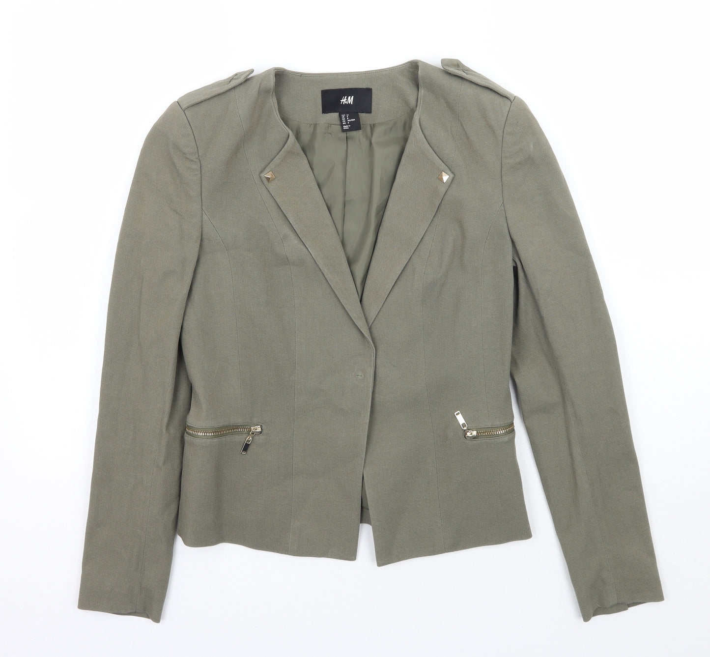 H&M Womens Green   Jacket Coat Size 8