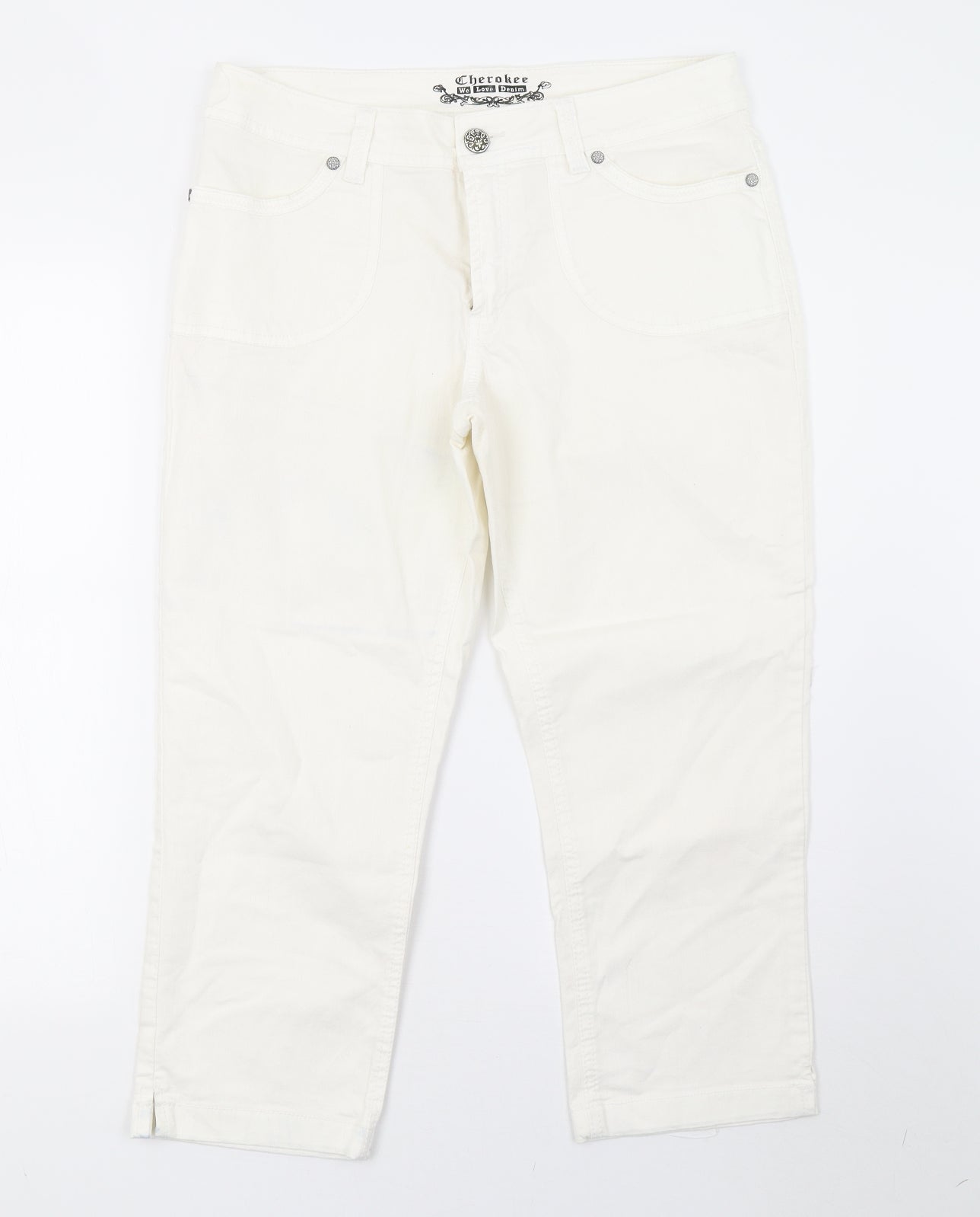 Cherokee Womens White  Denim Cropped Jeans Size 14 L23 in