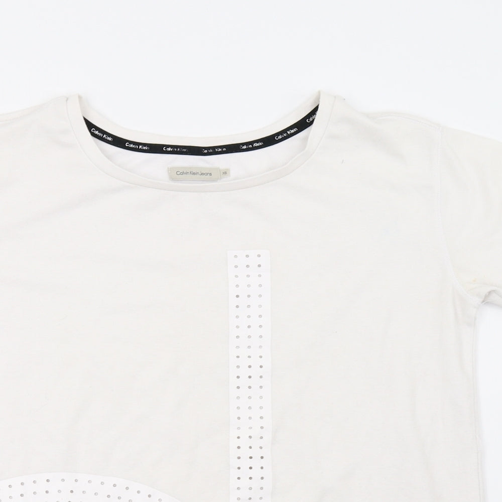 Calvin Klein Womens White   Basic T-Shirt Size XS