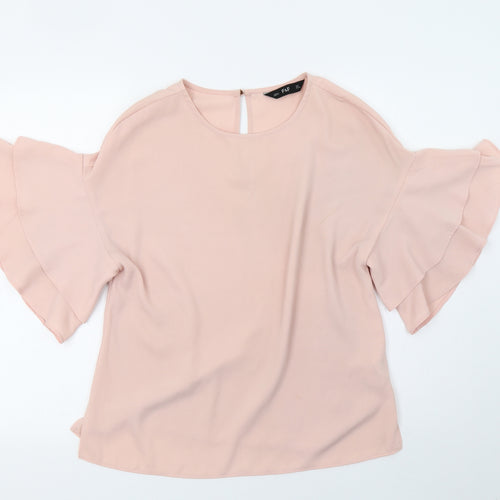 F&F Womens Pink   Basic T-Shirt Size 8  - frill arms