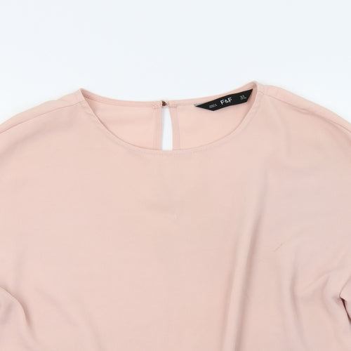 F&F Womens Pink   Basic T-Shirt Size 8  - frill arms