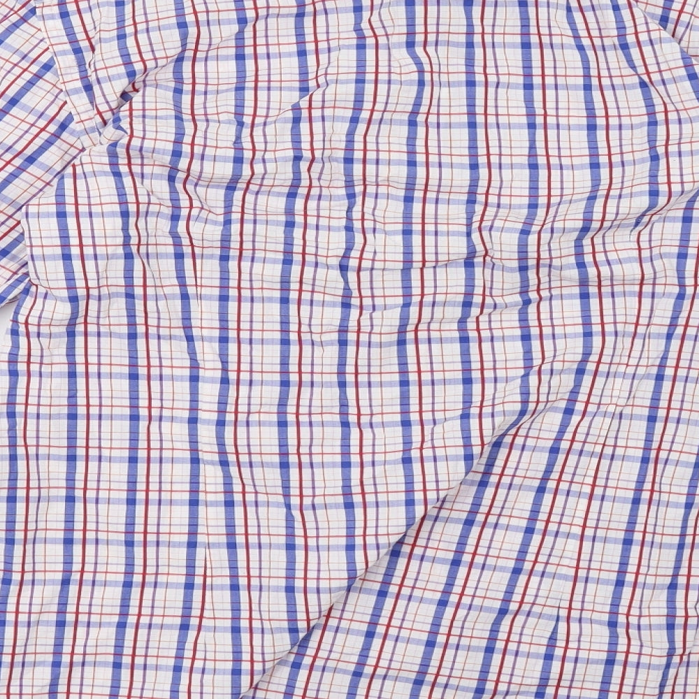 Louis Feraud Mens White Check   Button-Up Size M