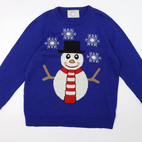 Preworn Mens Blue  Knit Pullover Sweatshirt Size L  - christmas