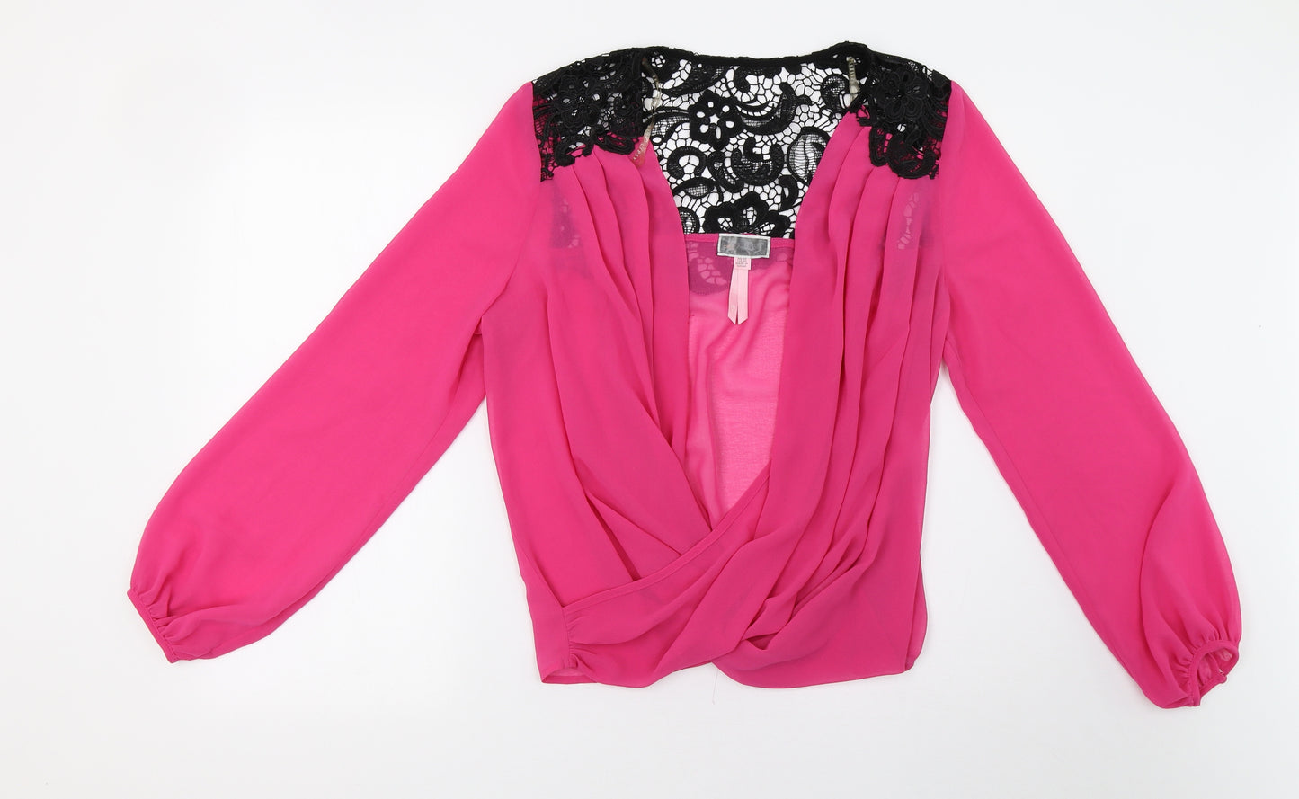 Lipsy Womens Pink  Mesh Basic Blouse Size 14