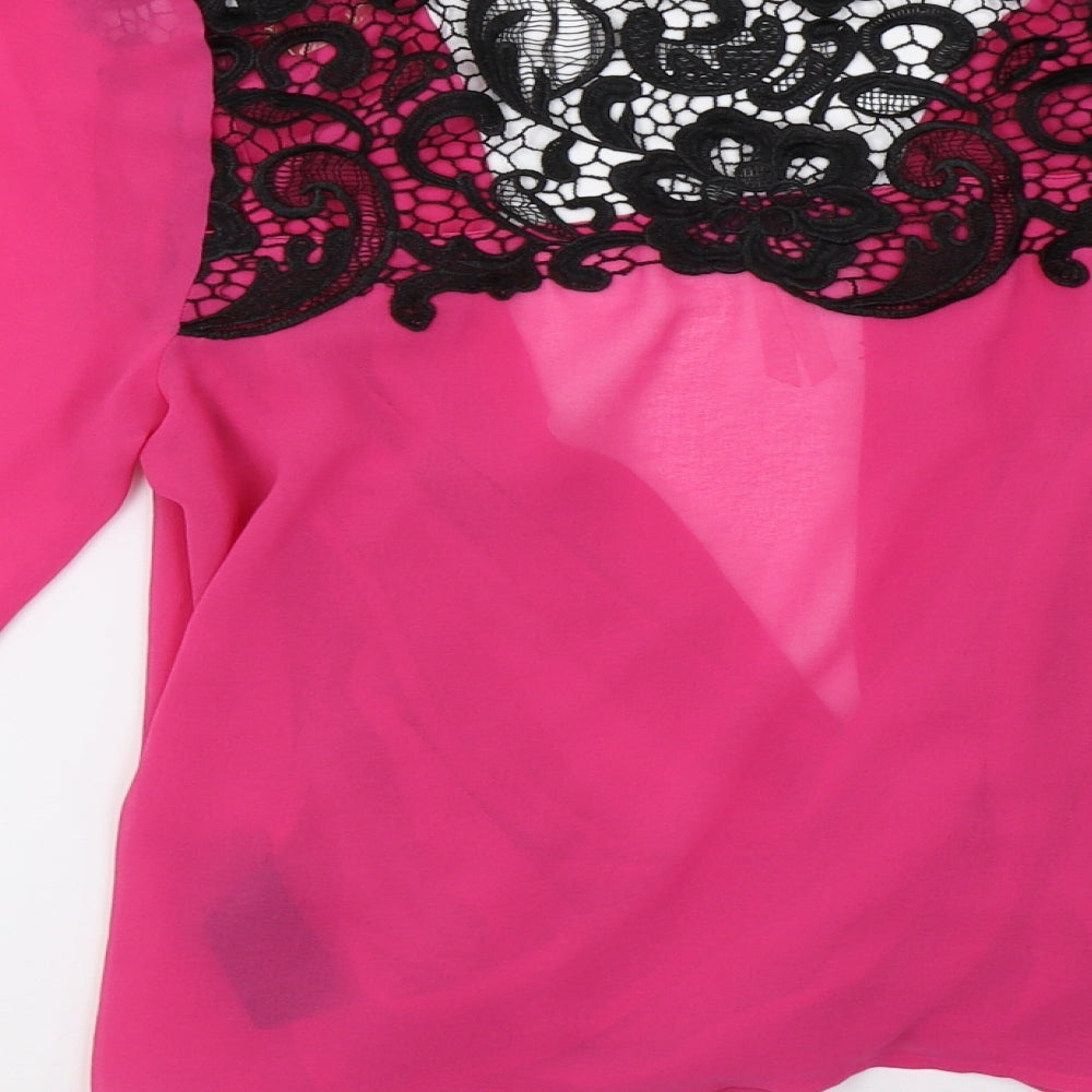 Lipsy Womens Pink  Mesh Basic Blouse Size 14
