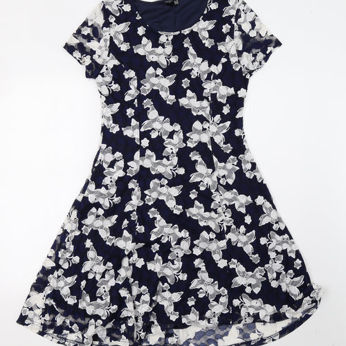 izabel Womens Blue Floral  A-Line  Size 10