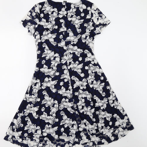 izabel Womens Blue Floral  A-Line  Size 10