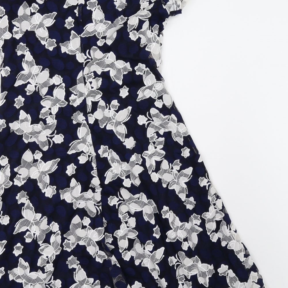 izabel Womens Blue Floral  A-Line  Size 10