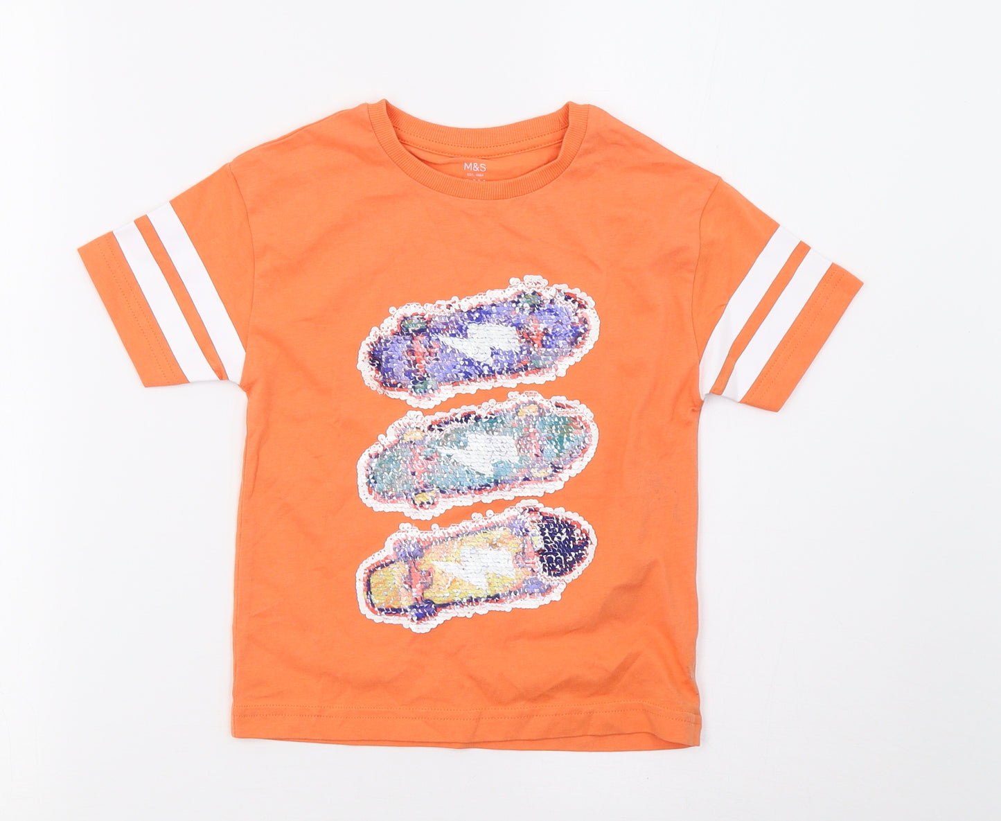 Marks and Spencer Boys Orange   Basic T-Shirt Size 2-3 Years