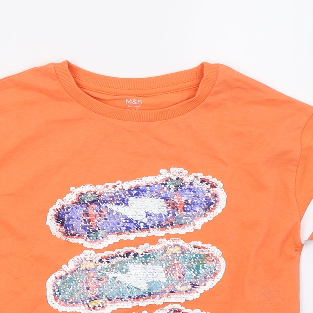Marks and Spencer Boys Orange   Basic T-Shirt Size 2-3 Years
