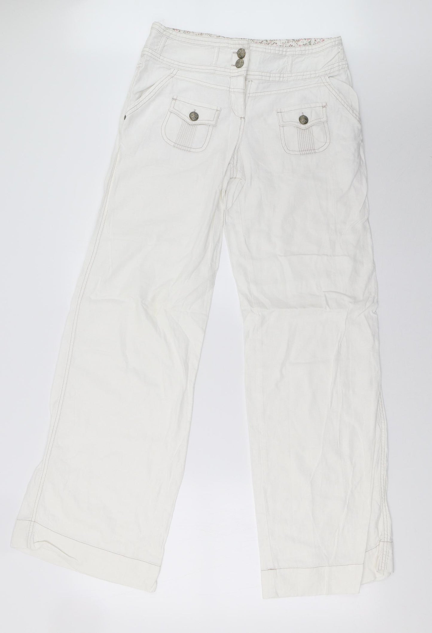 NEXT Womens White   Trousers  Size 8 L33 in