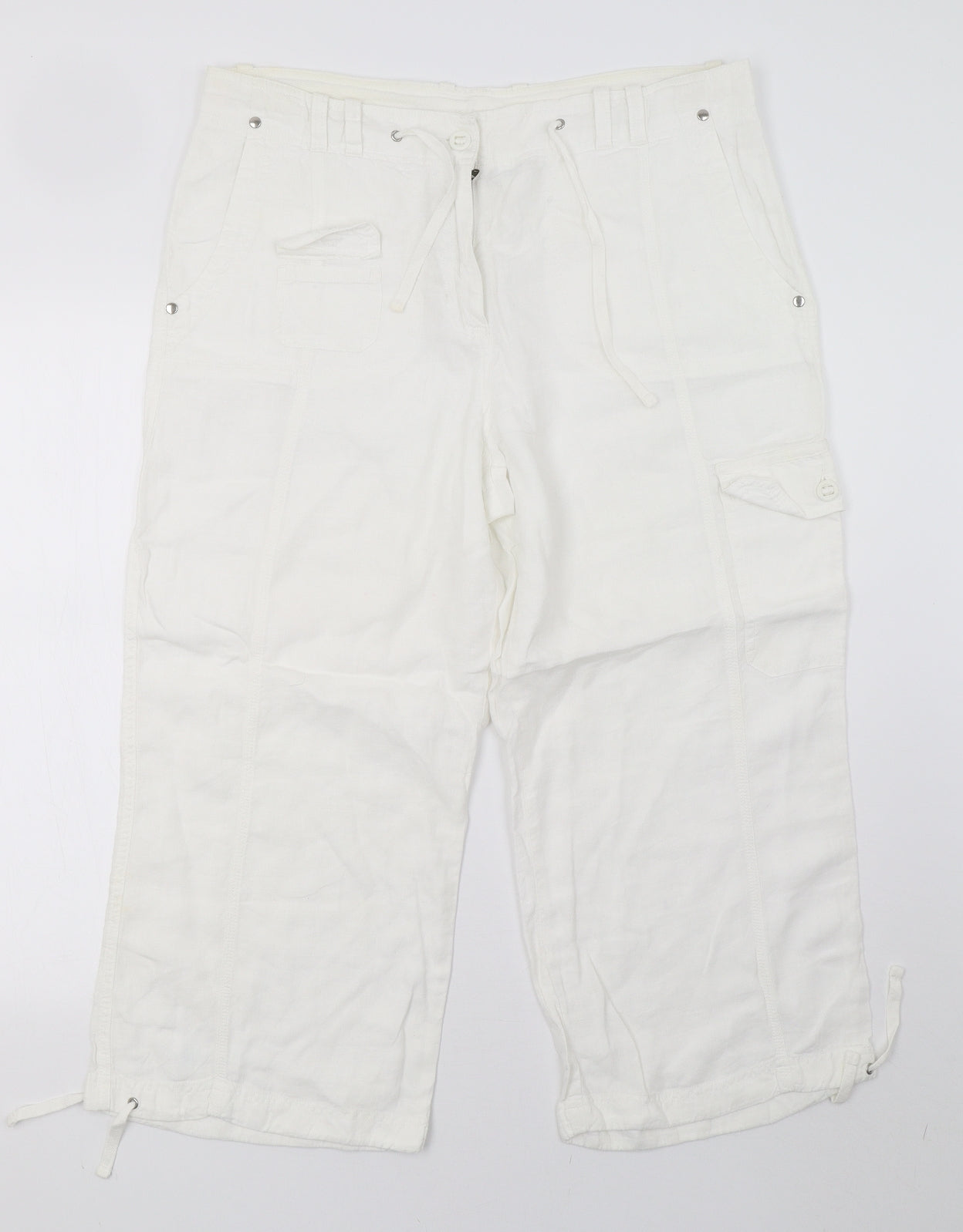 Marks and Spencer Womens White   Cropped Trousers Size 16 L23 in