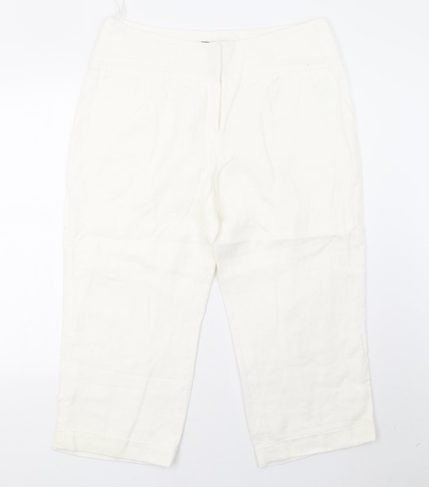 NEXT Womens White   Cropped Trousers Size 16 L24 in