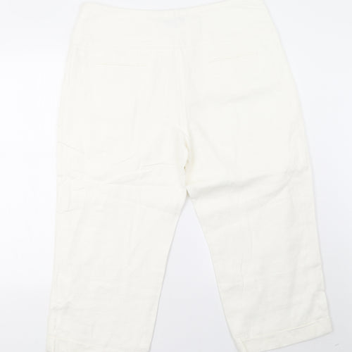 NEXT Womens White   Cropped Trousers Size 16 L24 in