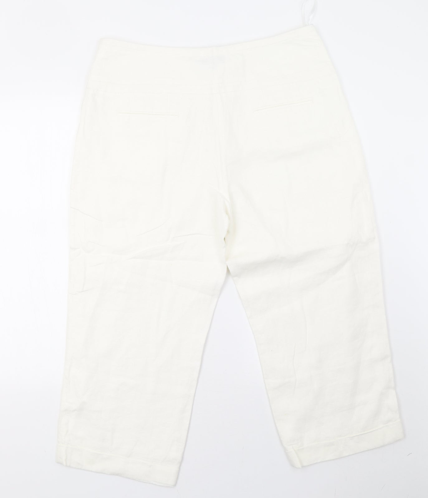 NEXT Womens White   Cropped Trousers Size 16 L24 in