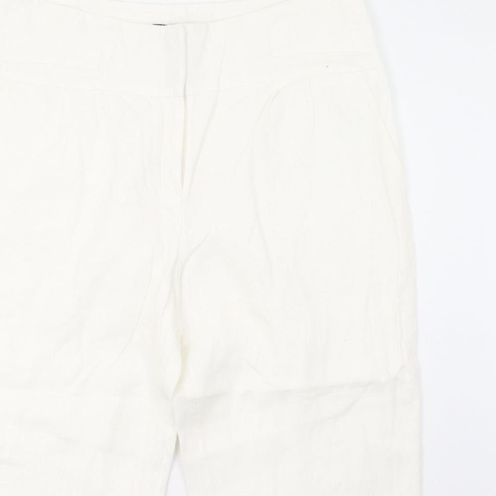 NEXT Womens White   Cropped Trousers Size 16 L24 in