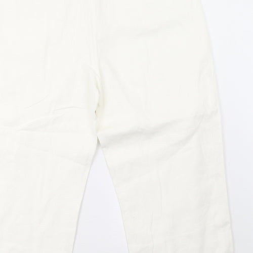NEXT Womens White   Cropped Trousers Size 16 L24 in