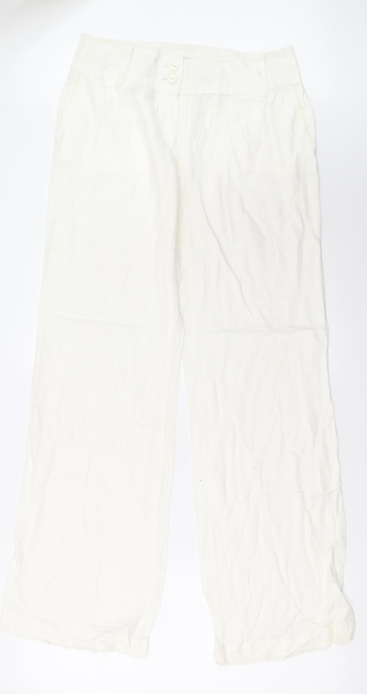 Zara Womens White   Trousers  Size 12 L32 in