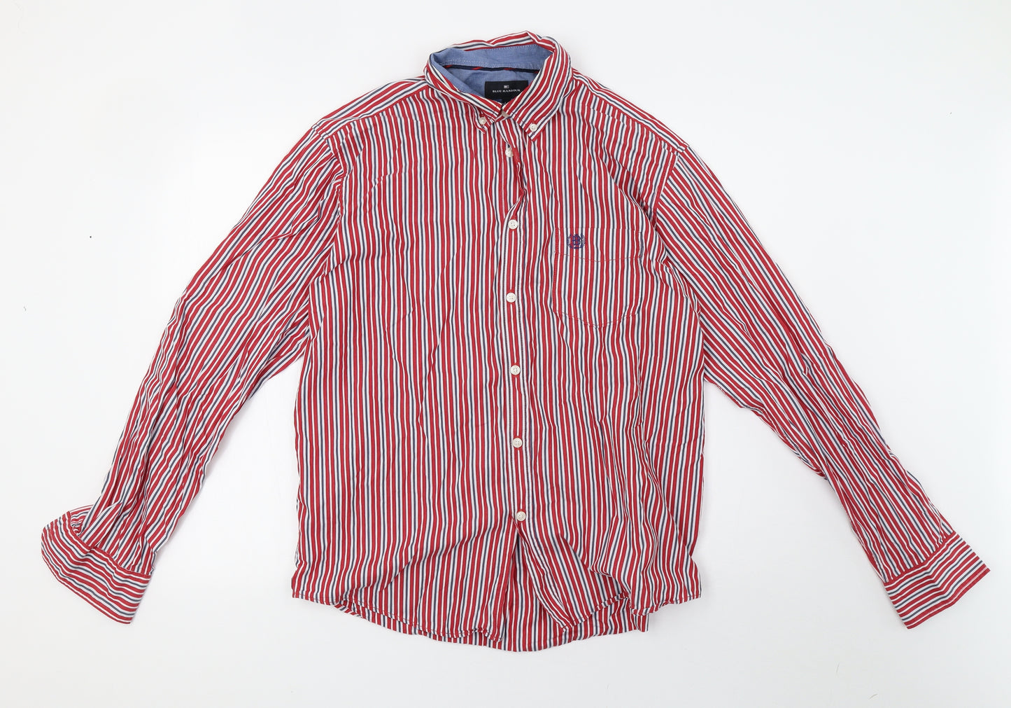 Debenhams Mens Red Striped   Button-Up Size L