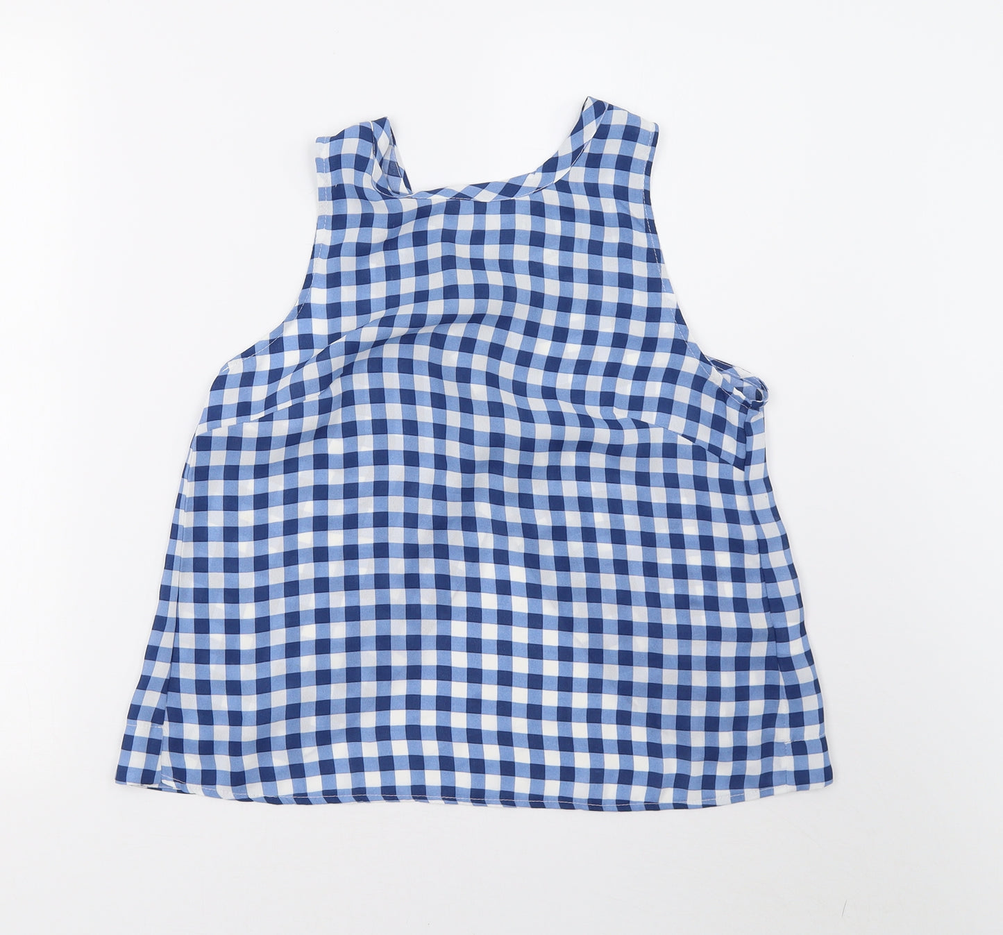 Preworn Womens Blue Check Mesh Basic T-Shirt Size 8